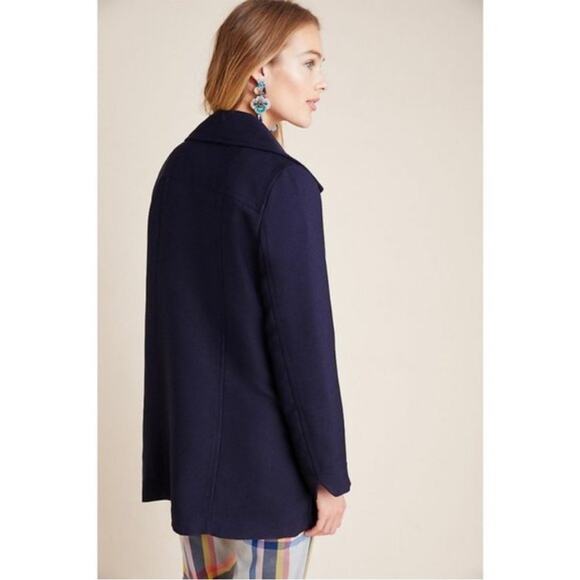 Anthropologie Navy Blue Wellesley Pleated Peacoat Size M - Picture 2 of 10